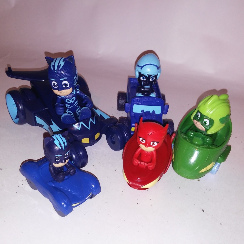 Set of 5 PJ Masks Cars Play Set Red Green Blue Kids Toys